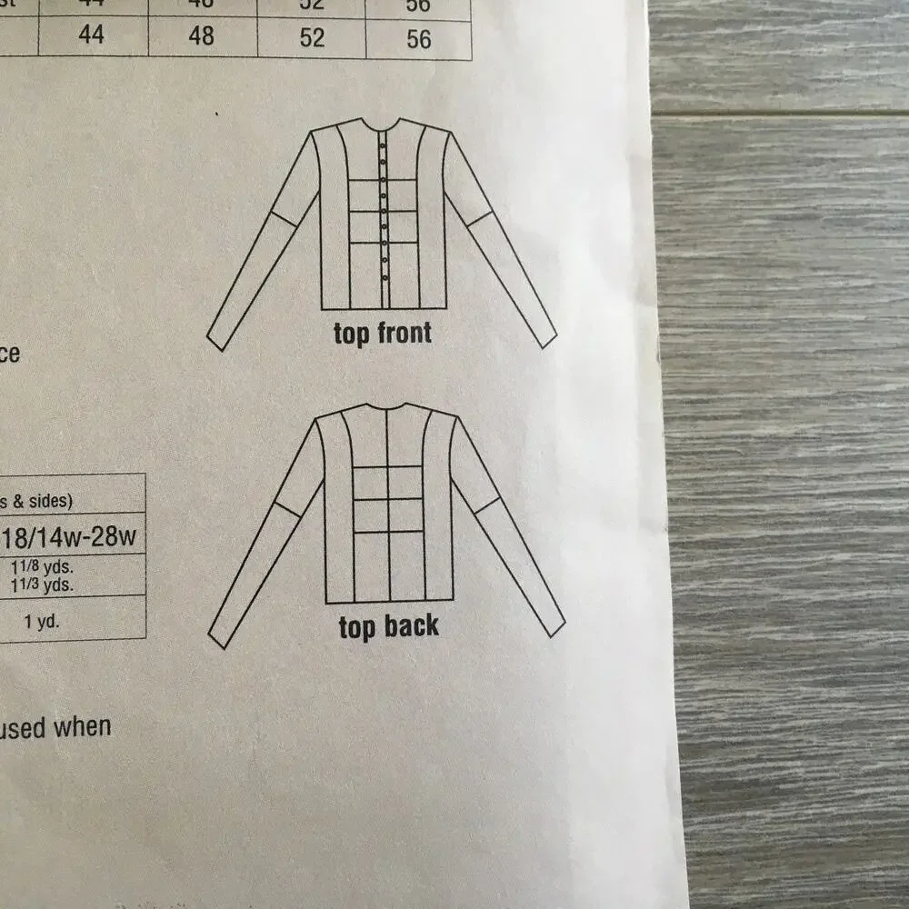 Silhouettes Sewing Pattern 750 Quilted Top Jacket Cottage Plus Size 14W-28WUNCUT